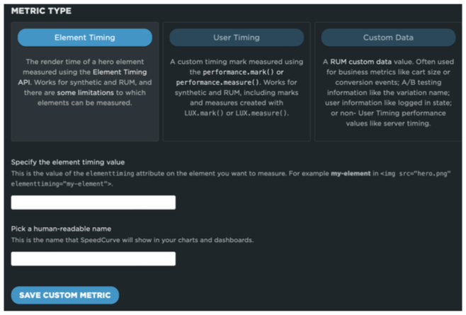 Configuring Element Timing in SpeedCurve