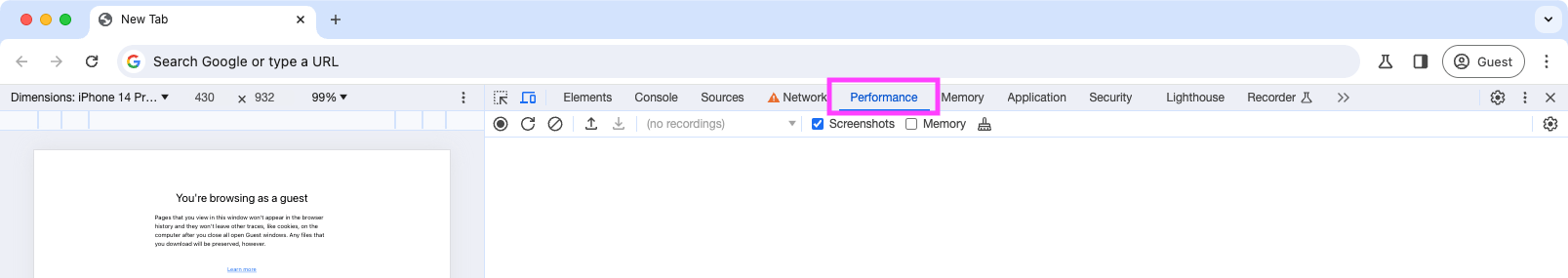 Chrome DevTools Performance Panel