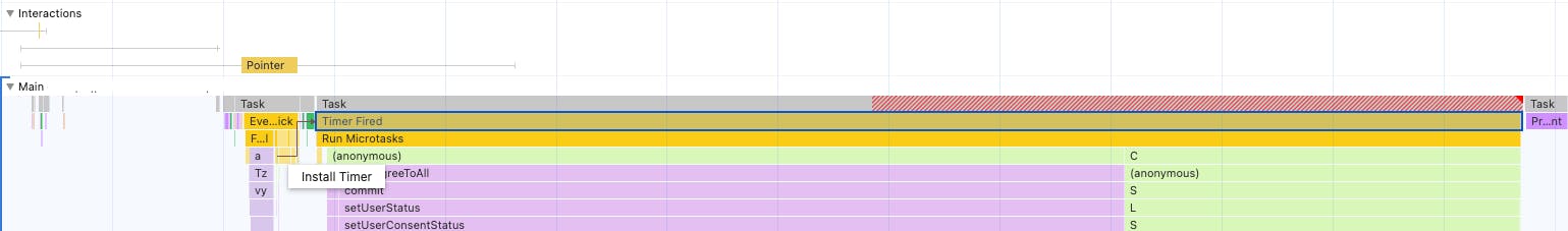 DevTools profile showing Long Task scheduled in to new task
