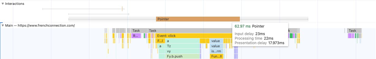 Performance Profile when opening the menu on French Connection