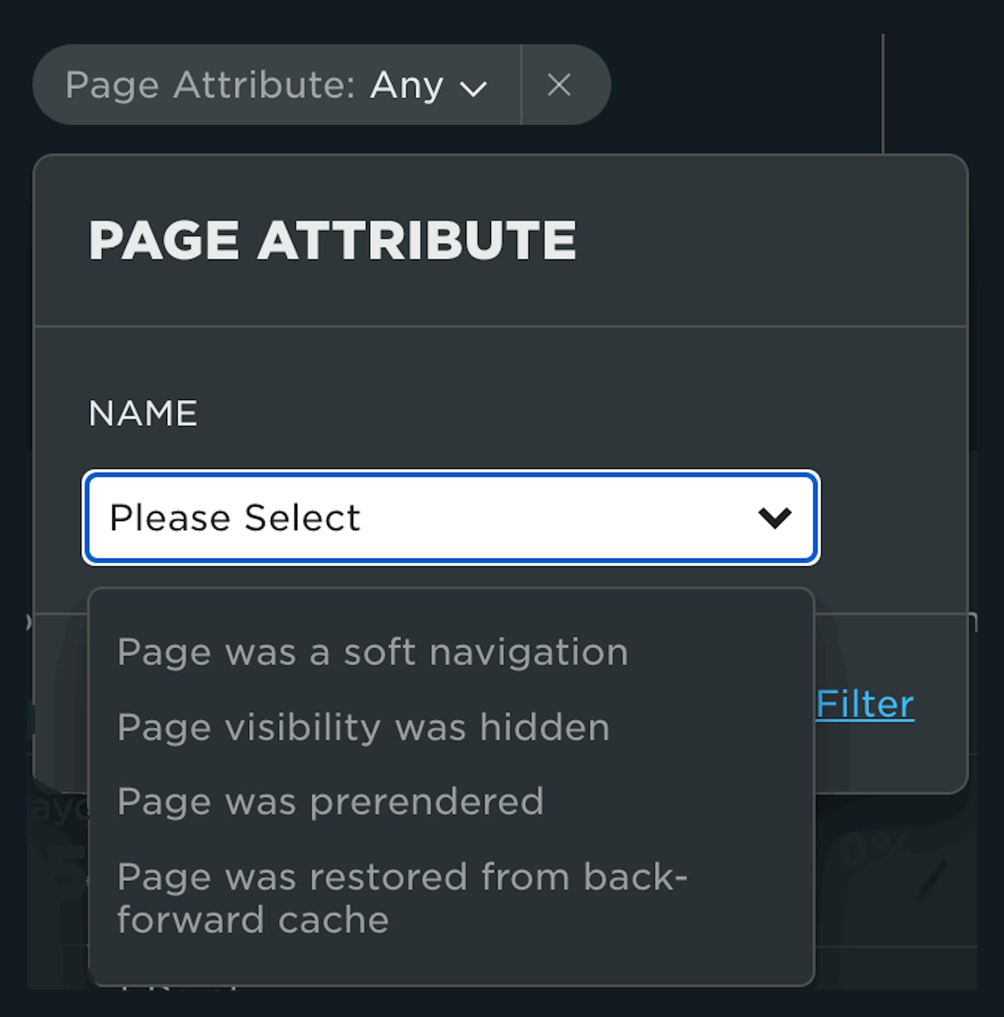 Filter for page attributes with values in dropdown