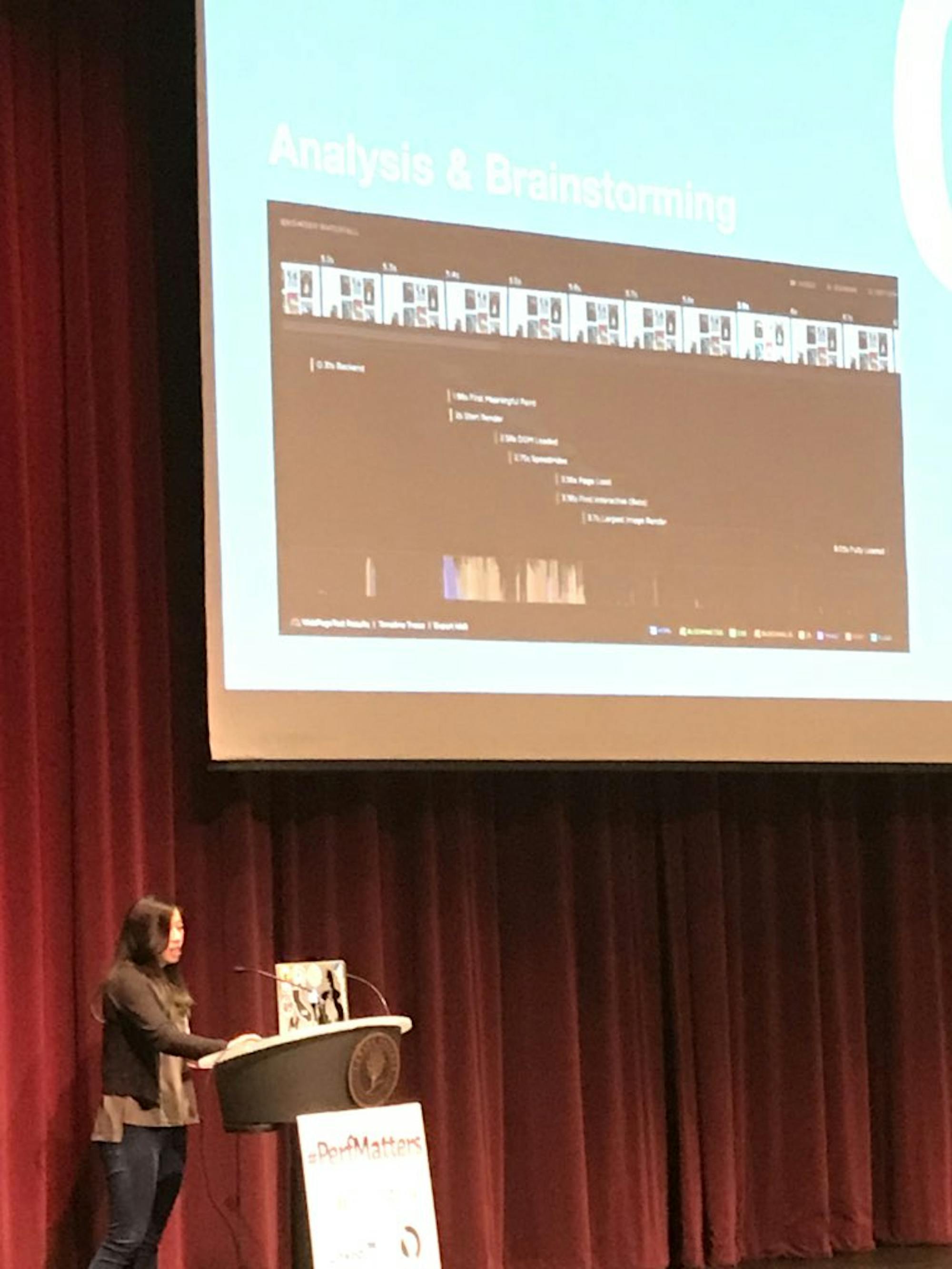 Michelle speaking at the Perfmatters conference in 2018