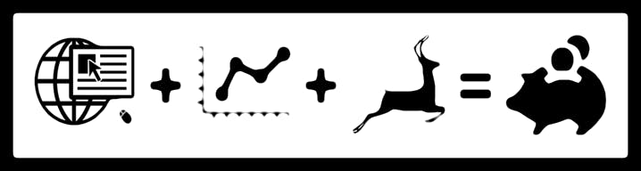 graph plus sprinting deer equals piggy bank