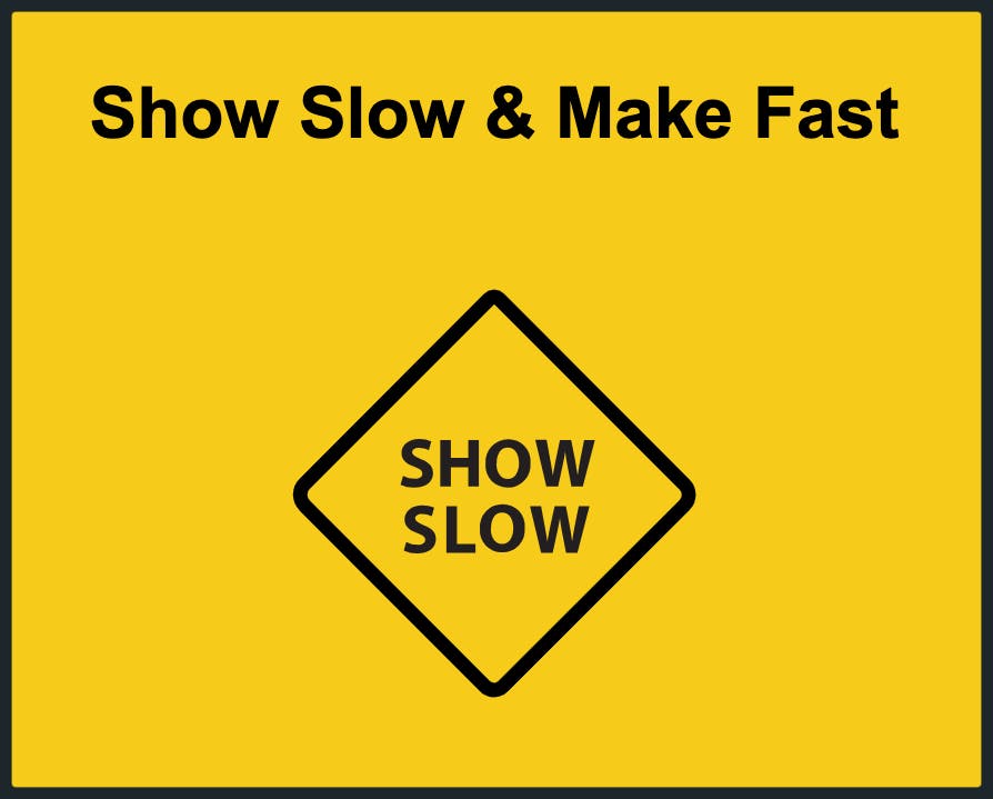Show Slow logo. Black text and yellow background.