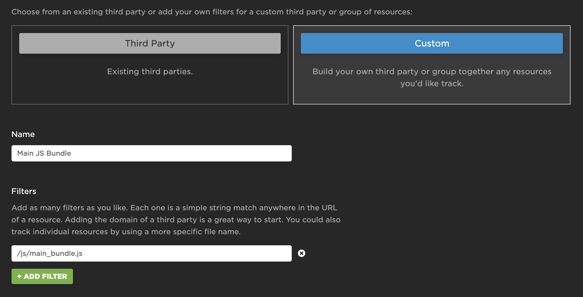 Custom Third Party Filters